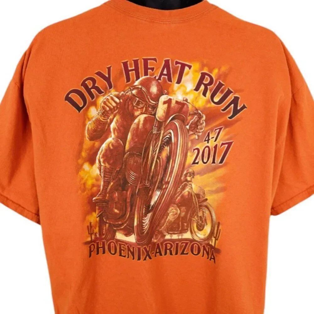 Dry Heat Run Biker T Shirt Mens Size 2XL Orange 2017 Phoenix Arizona Motorcycle